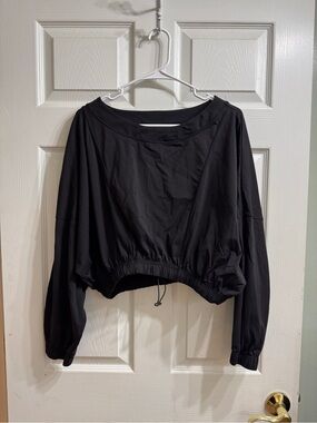 Balance Athletica Black Cropped Long-Sleeve Drawstring Hem Top